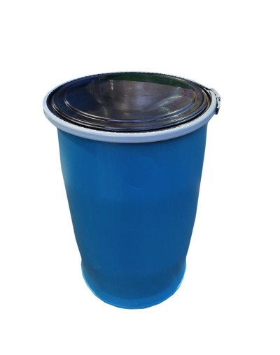 Caneca plástica de 30 galones 120 lts con tapa y aro metálico