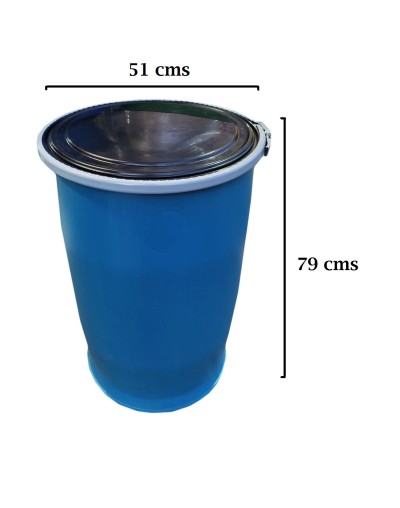Caneca plástica de 30 galones 120 lts con tapa y aro metálico