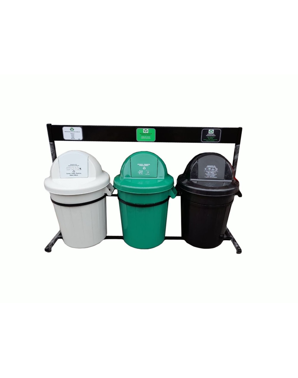 Punto ecológico de 120 litros de 3 puestos caneca tapa de cúpula