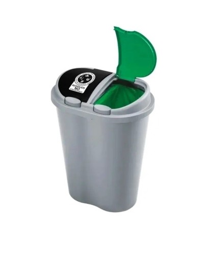 Caneca Papelera Basurero Doble Compartimiento De 50 Litros