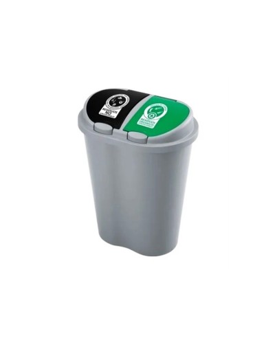 Caneca Papelera Basurero Doble Compartimiento De 50 Litros