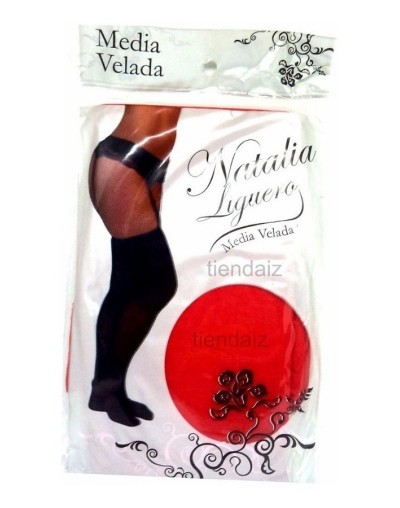 Medias sexys velada liguero negro blanco rojo