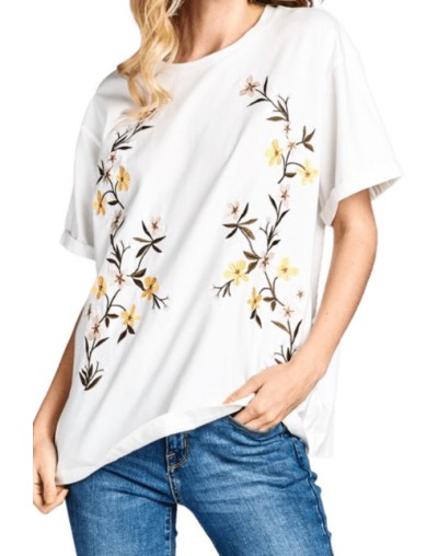 Sku: 3011 Camiseta Bordada Mujer