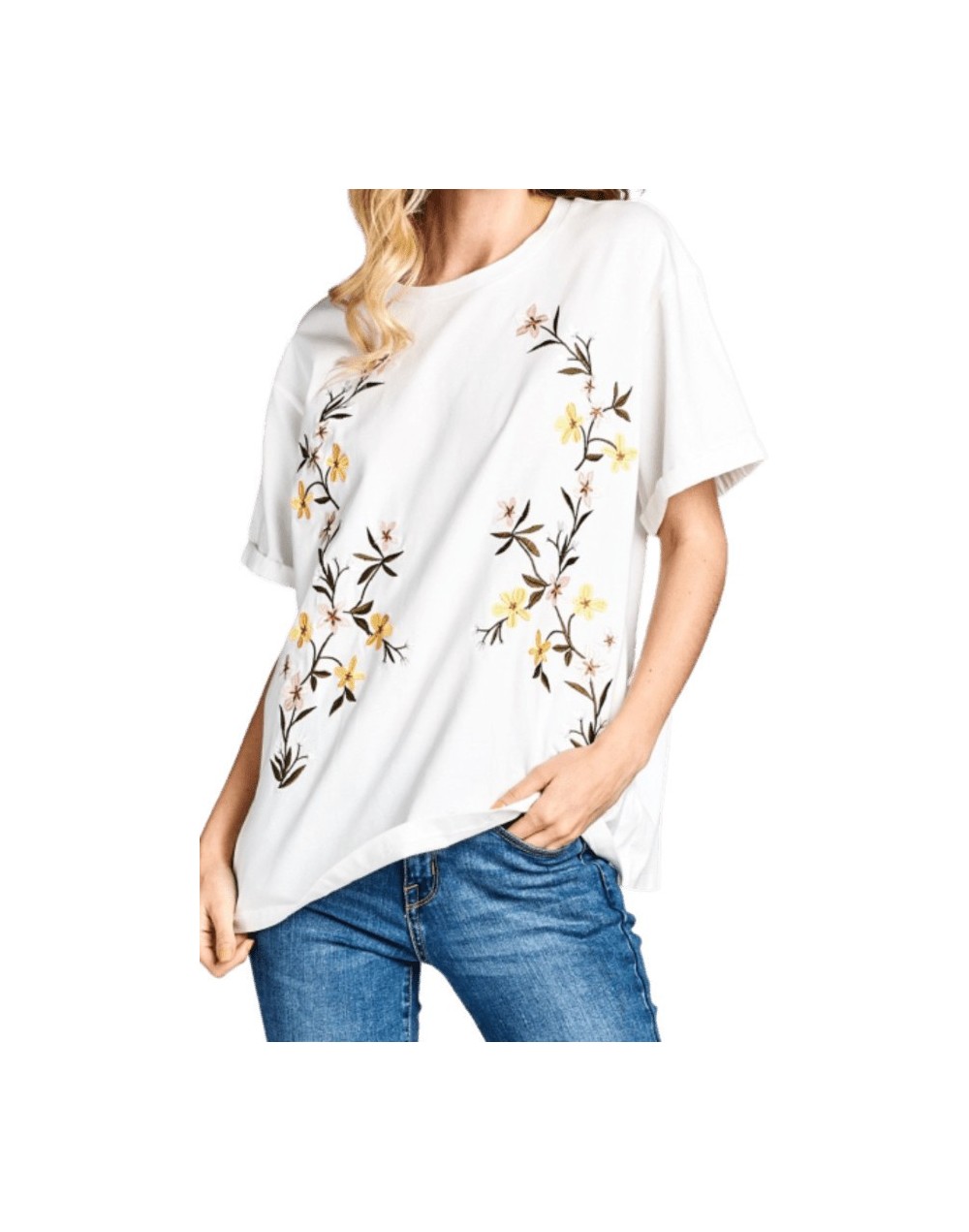 Sku: 3011 Camiseta Bordada Mujer