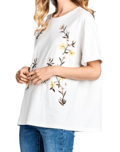 Sku: 3011 Camiseta Bordada Mujer