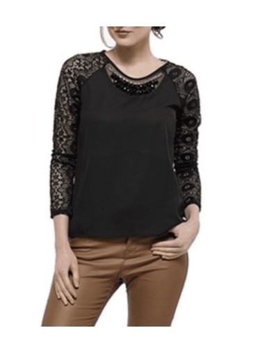 Sku: 2082 blusa encaje con collar 