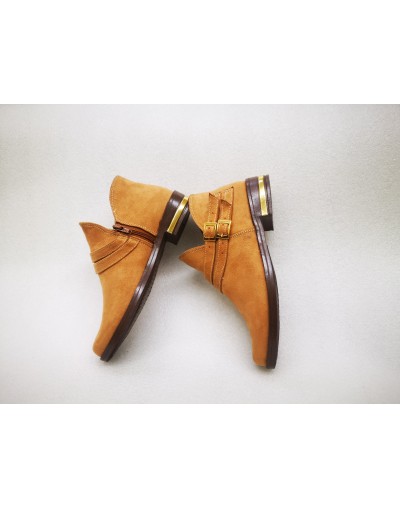 Botines color miel planos para mujer