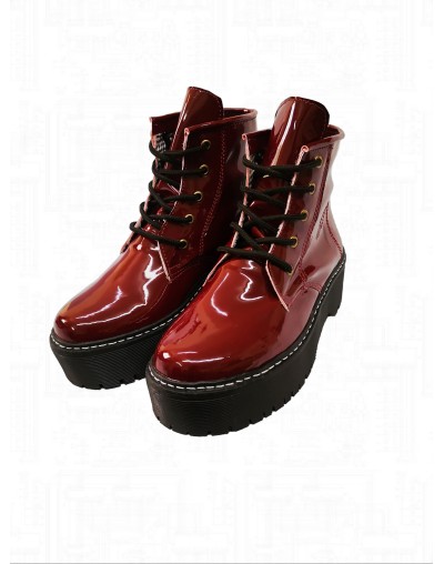Botas para mujer de charol con plataforma con cordones  Amarrar