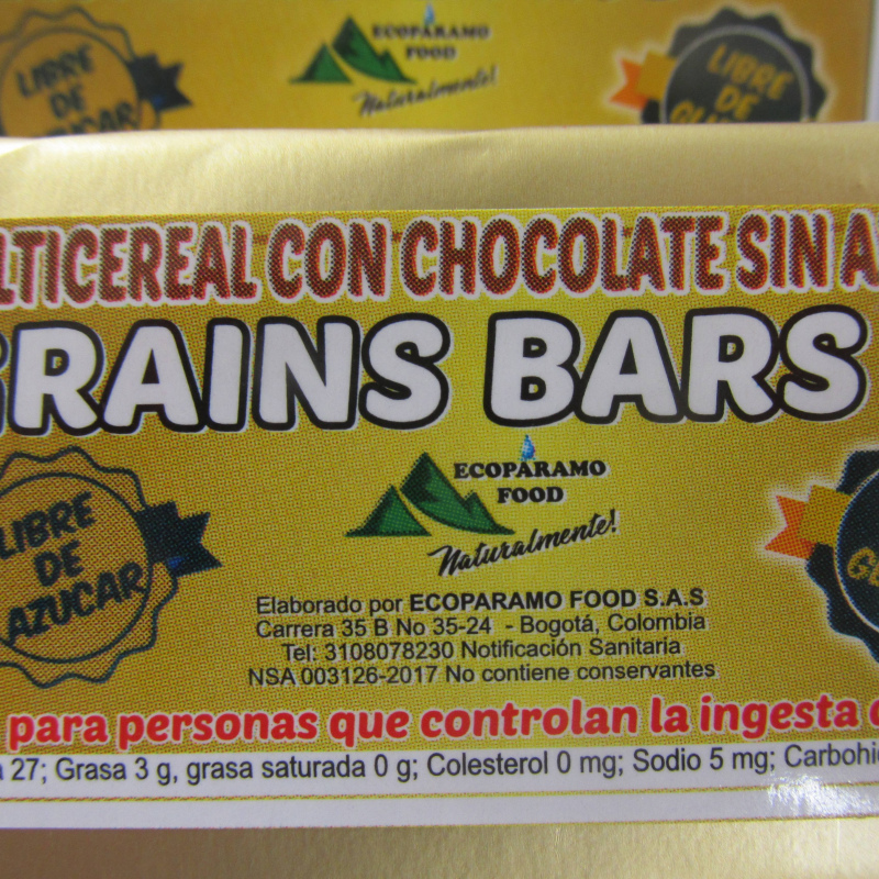 Grains Bars Barra multicereal con chocolate sin azúcar 