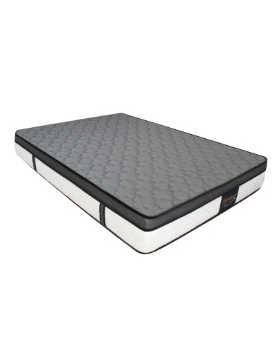 Combo Colchón Dublin Gris QueenBase Cama DivididaAlmohadasCabecero