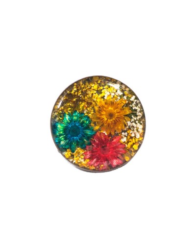Anillo flores naturales encapsuladas  optimista 