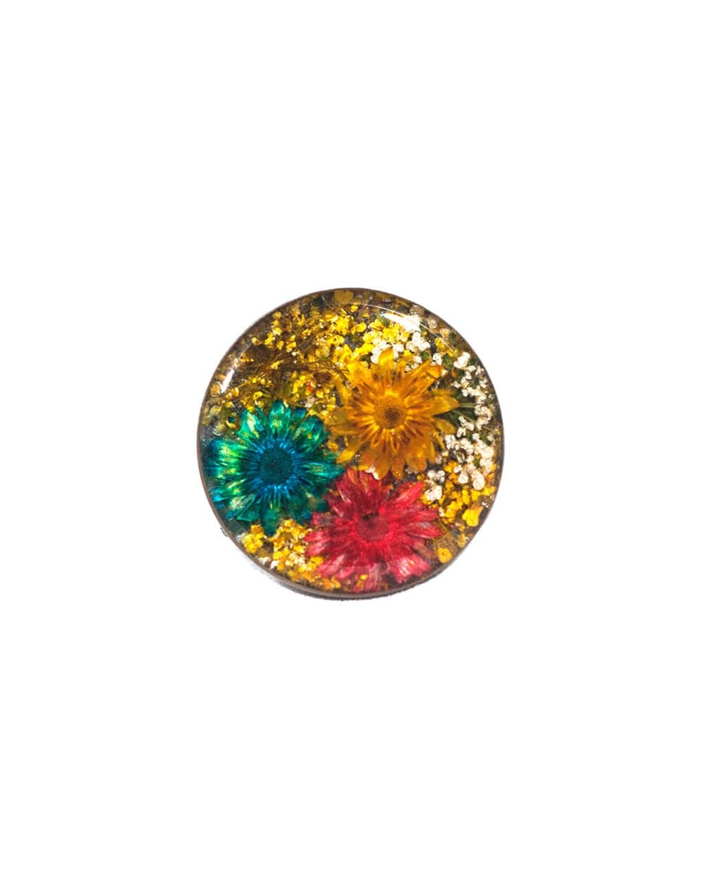 Anillo flores naturales encapsuladas  optimista 