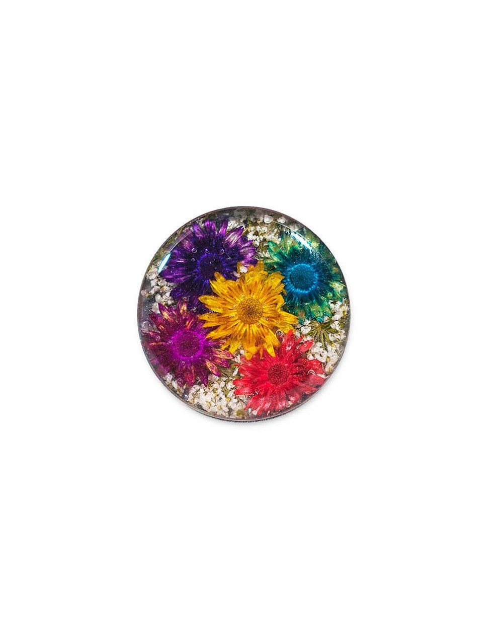 Anillo flores naturales encapsuladas  alegre