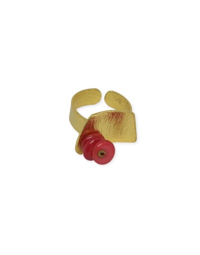 Anillo ajustable canoa en bronce con baño de oro