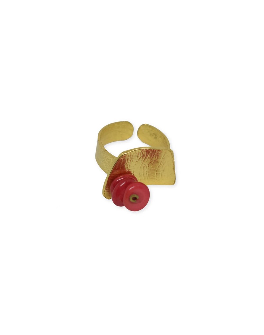Anillo ajustable canoa en bronce con baño de oro