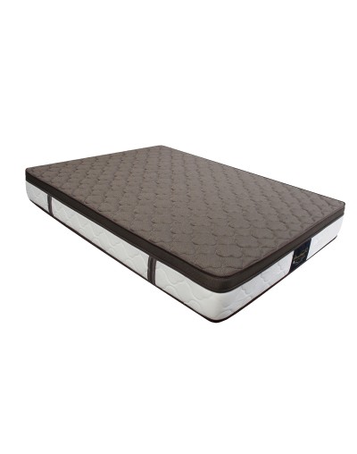 Combo Colchón Dublin Café QueenBase Cama DivididaAlmohadasProtectorCabecero