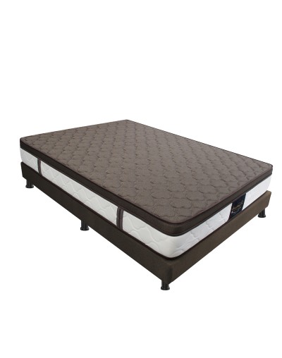 Combo Colchón Dublin Café SencilloBase Cama EnteraAlmohadaProtector