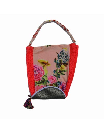Bolsa plegable flores fucsia