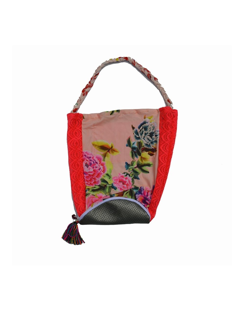 Bolsa plegable flores fucsia