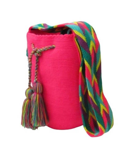 Mochila wayuu unicolor neon fucsia