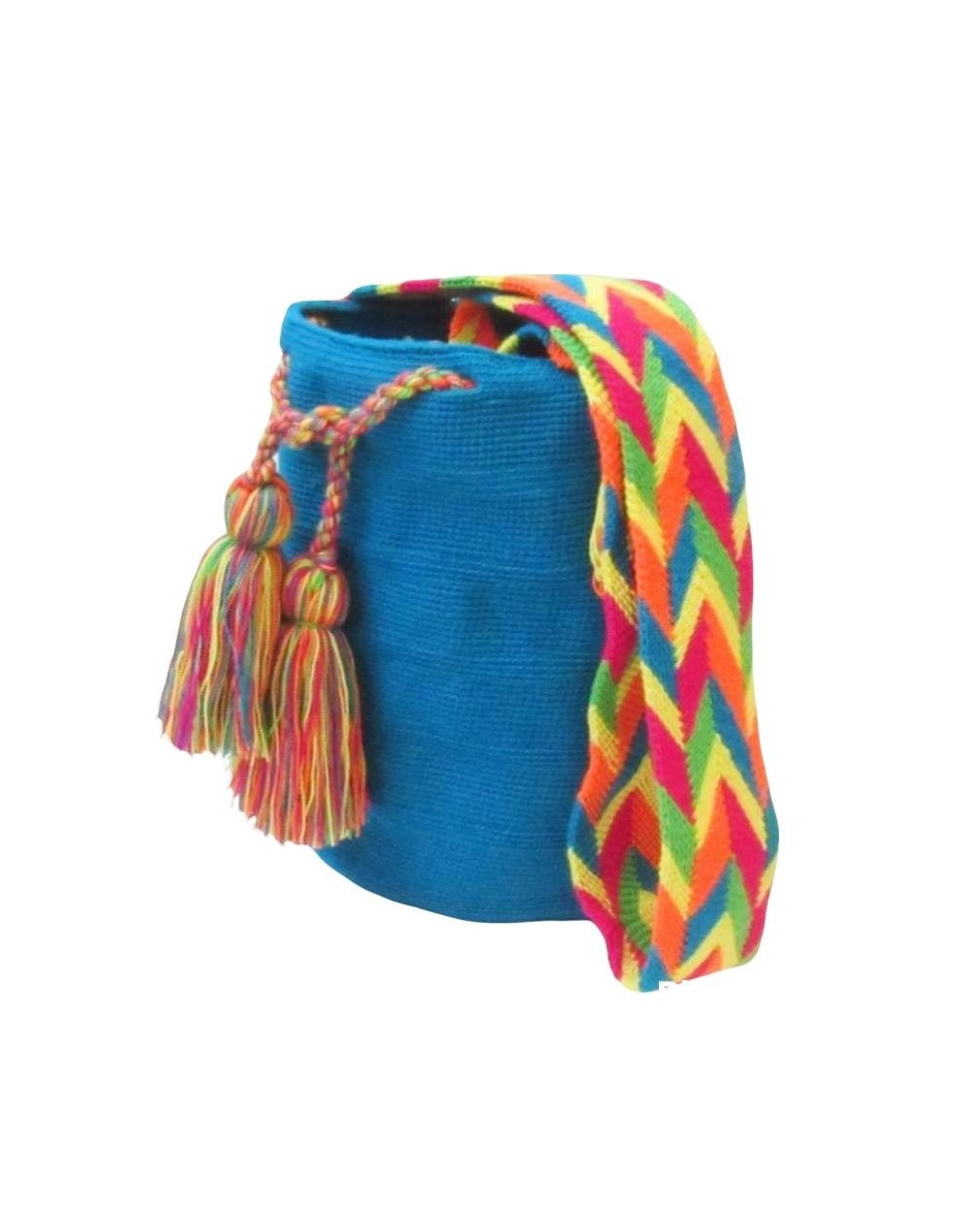 Mochila wayuu unicolor fondo azul