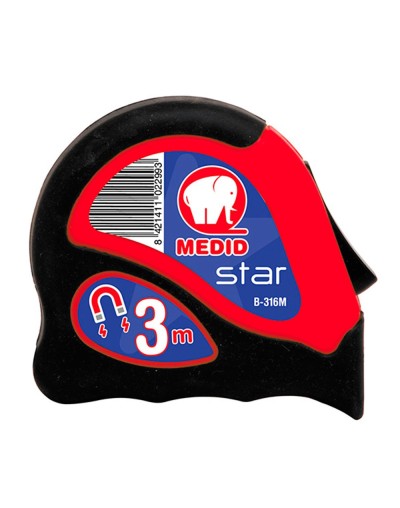 Flexómetro STAR con estuche bimaterial y uña MAGNETICA 3mx16mm