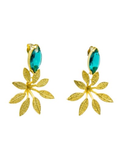 Aretes Topo Schefflera Engaste en Plata