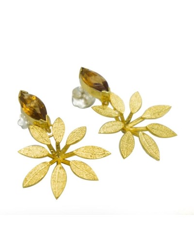 Aretes Topo Schefflera Engaste en Plata