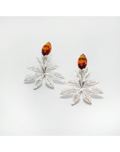 Aretes Topo Schefflera Engaste en Plata