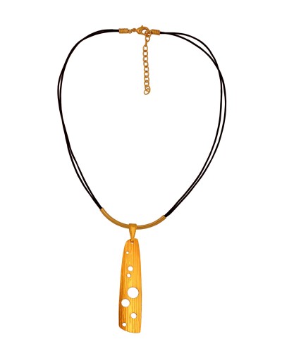 Collar cuero negro Emmen dorado