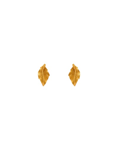 Arete topo hoja pequeña dorada