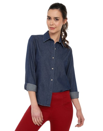 Blusa de jean basic lec lee para mujer  índigo medio