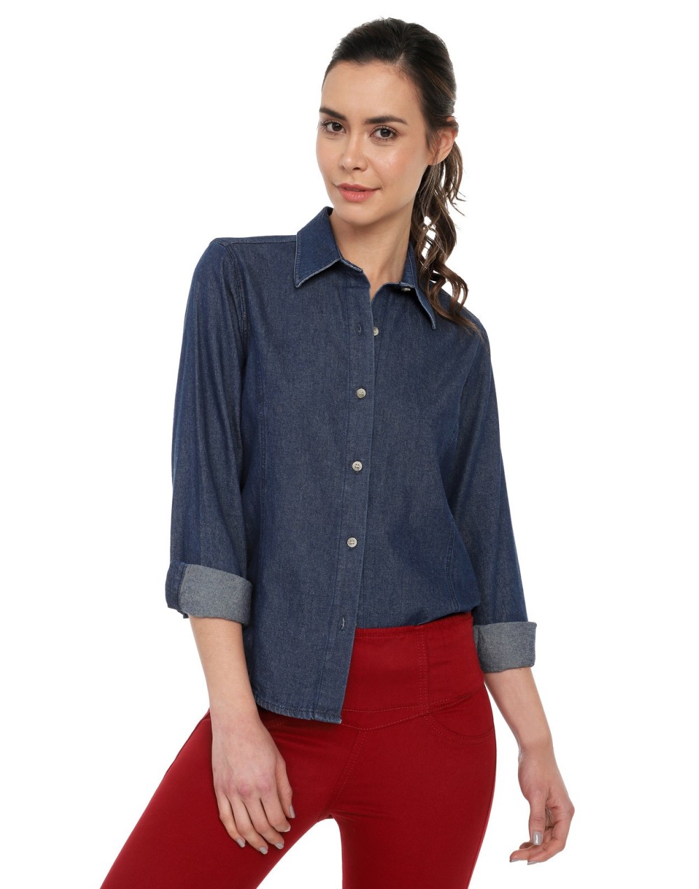 Blusa de jean basic lec lee para mujer  índigo medio