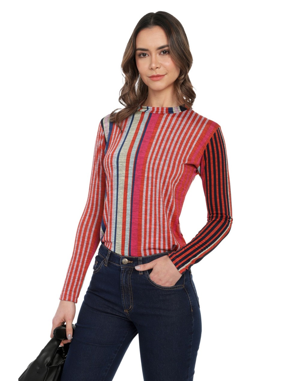 Camiseta manga larga lineas lec lee para mujer