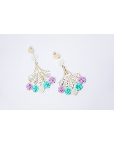 Aretes Denario Flores para María 