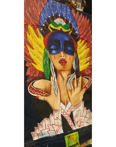 Chaqueta Jean Pintada a mano 