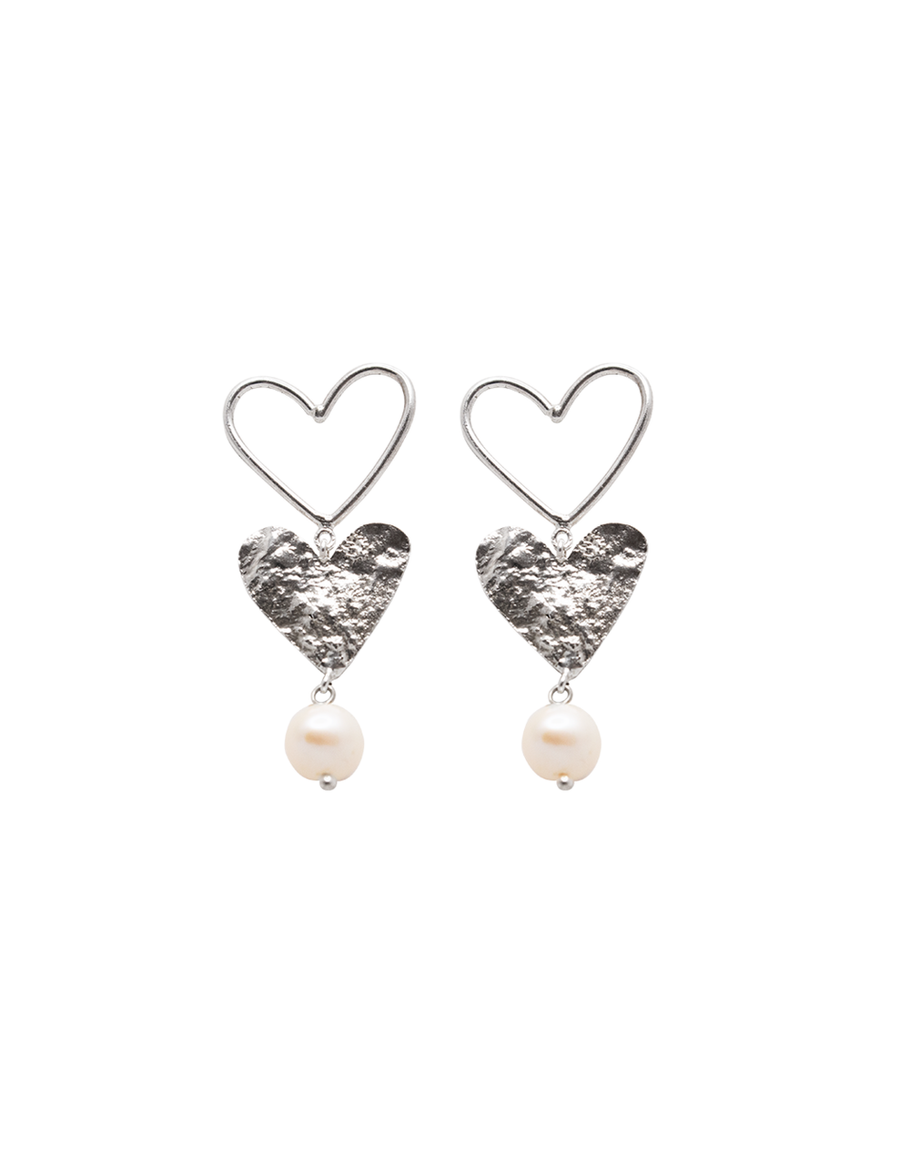 Aretes corazón doble