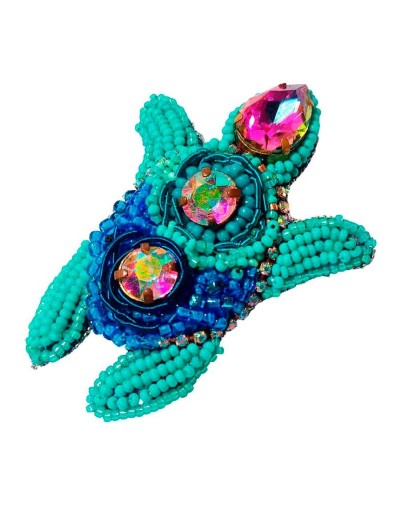Broche tortuga marina bordado en mostacilla