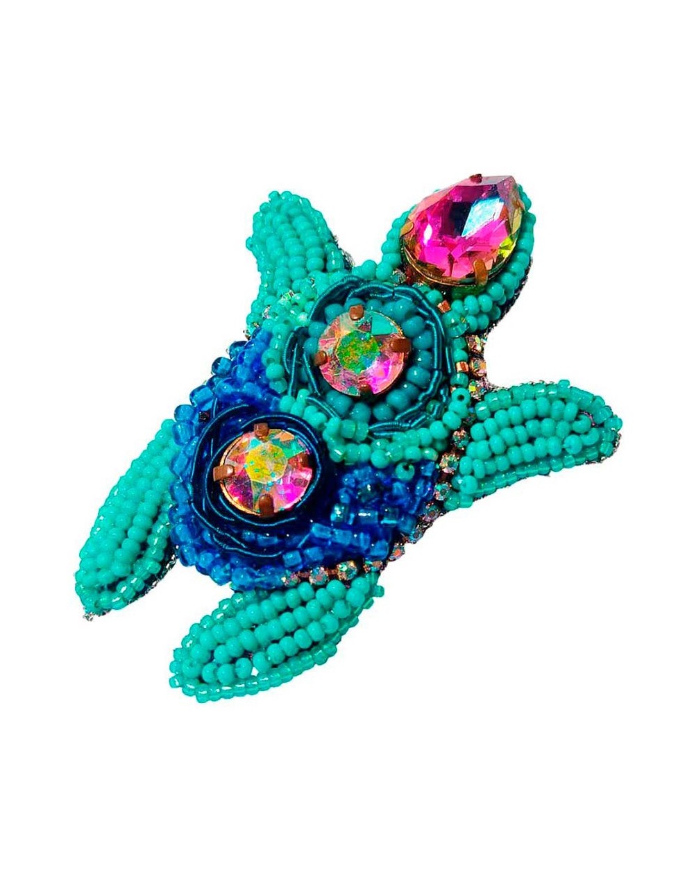 Broche tortuga marina bordado en mostacilla