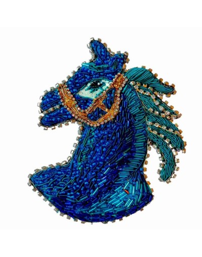 Broche azul rey para mujer inspirado en el caballo