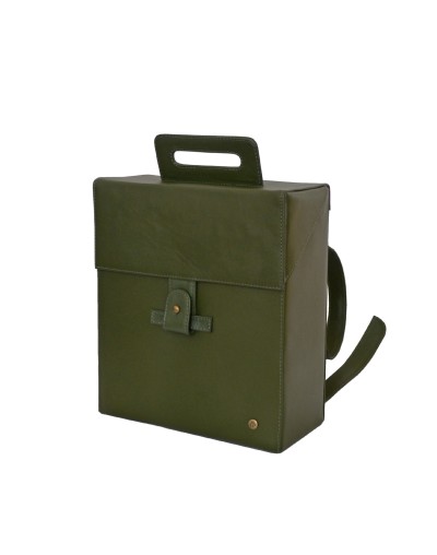 Cubeto morral  bolso cuadrado en cuero hecho a mano songo sorongo 