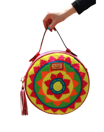 BOLSO SOL WAYUU  CUERO Y ETNIA INDÍGENA