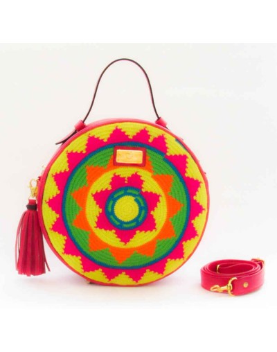 BOLSO SOL WAYUU  CUERO Y ETNIA INDÍGENA