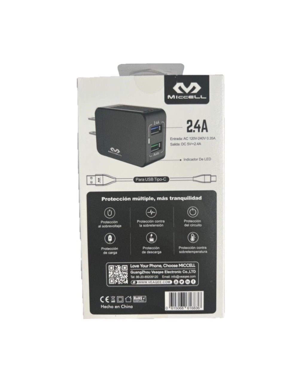 Cargador celular 2usb rápido