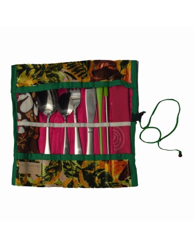 Kit de cubiertos flores amarillo