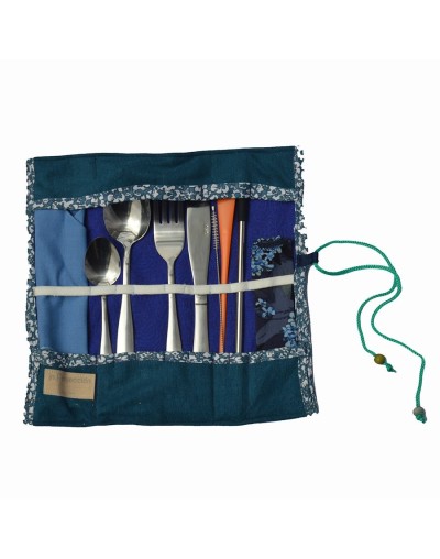 Kit de cubiertos acero azul