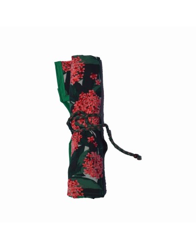 Kit de cubiertos acero flores verde