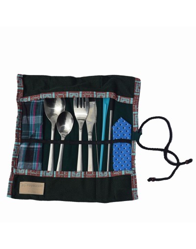 Kit de cubiertos acero verde