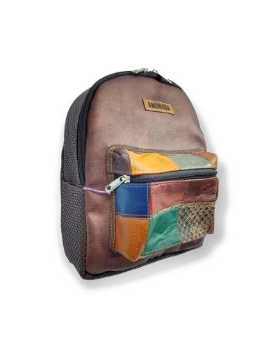 Mini morral combinación en cuero minca