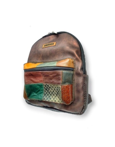 Mini morral combinación en cuero minca